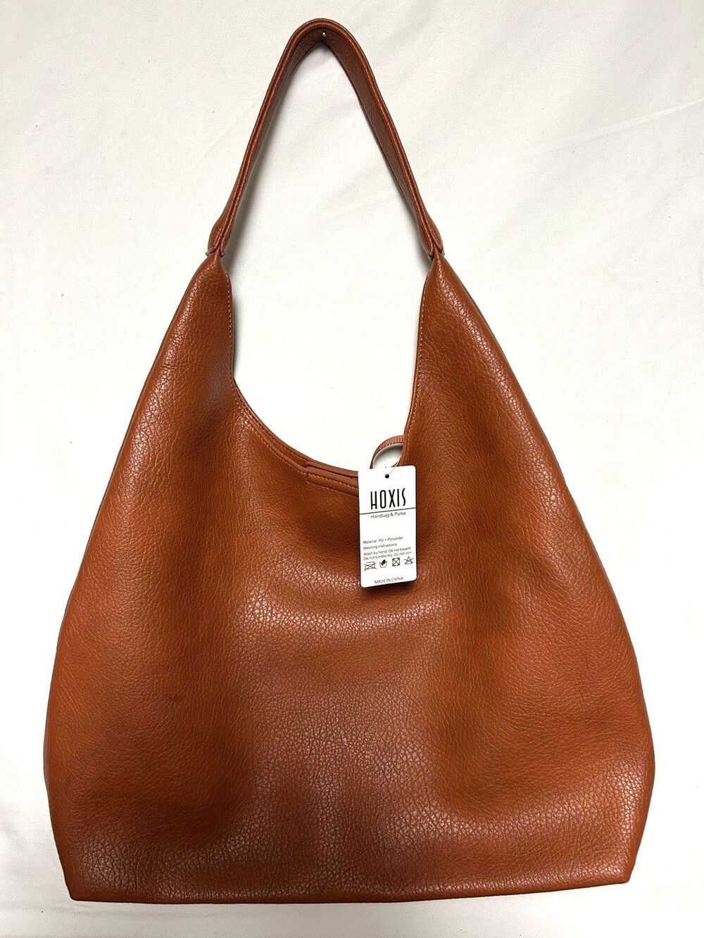 NEW Hoxis Slouchy Hobo Brown Shoulder Bag Soft Vegan Leather Pocket